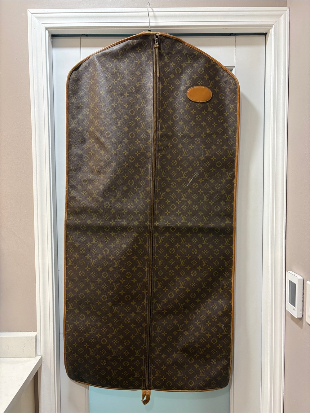 Louis Vuitton Brown Monogram Garment Cover with Tan Trim